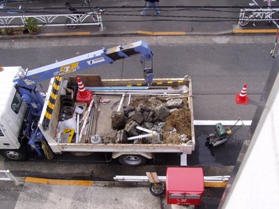 Construction work on a street in Tokyo
